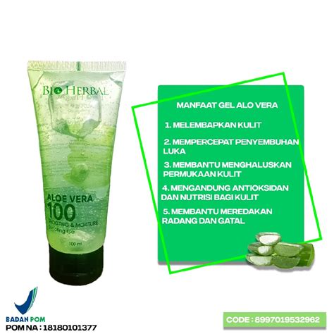 Jual [cod] Bio Herbal Moisture Aloe Vera Soothing Gel Lidah Buaya Kemasan Tube 100 Ml I Bpom