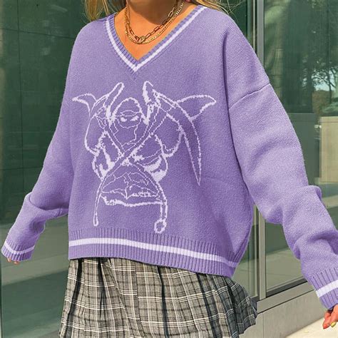 Y K Reaper Printed Sweater E Girls S Reaper Sweater Top Long Etsy