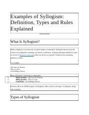 Examples of Syllogism.docx - Examples of Syllogism: Definition Types ...