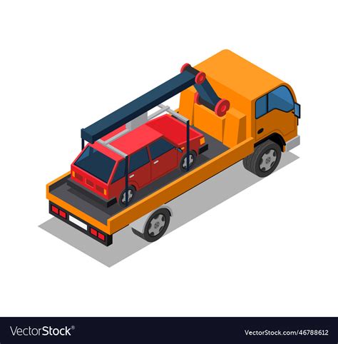 Isometric Tow Truck Royalty Free Vector Image Vectorstock