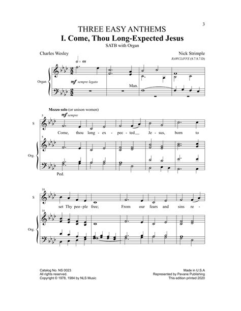 Come Thou Long Expected Jesus By Nick Strimple Sheet Music For Satb