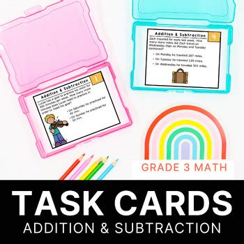 Grade 3 Math Task Cards Addition Subtraction TEKS Standards TPT