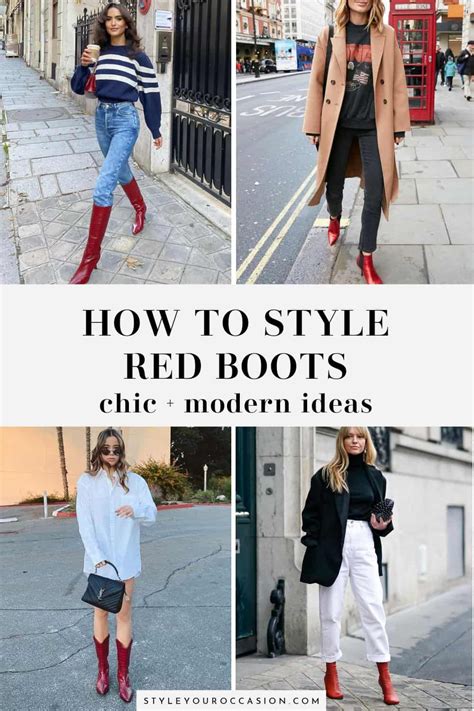 Looking for chic and modern red boots outfit ideas for women? This list has it all; red cowboy ...