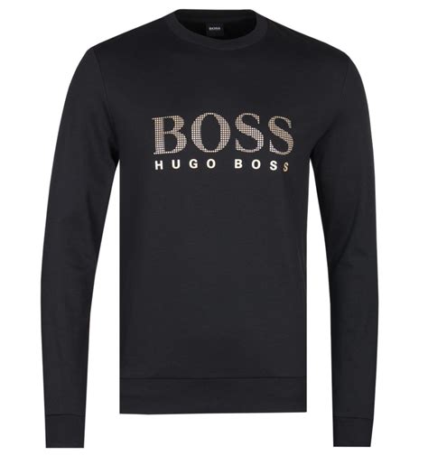 BOSS By Hugo Boss Cotton Authentic Black Gold Crew Neck Logo