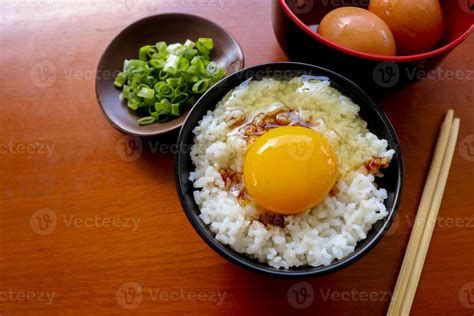 Tamago Kake Gohan Or Raw Egg On Rice Traditional Food From Japan Eat