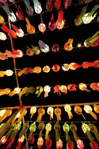 Premium Photo | Colourful thai lantern on sky