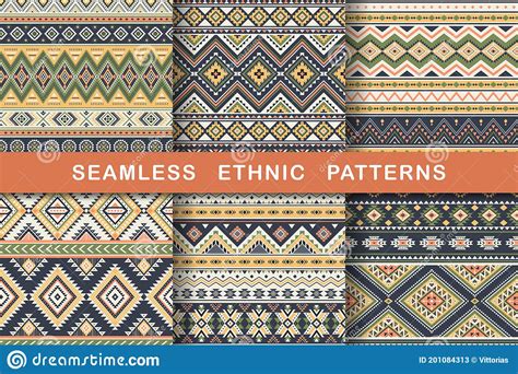 Set Of Ethnic Seamless Patterns Stock Vector Illustration Of Decor