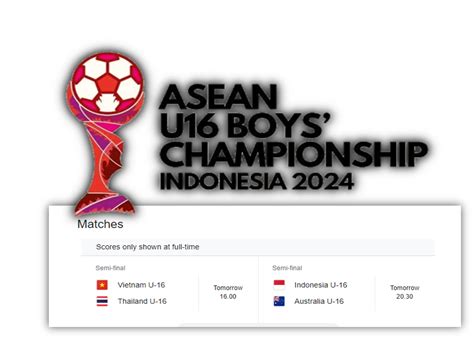 Jadwal Semifinal Piala Aff U16 2024 Indonesia Vs Australia Dan Vietnam