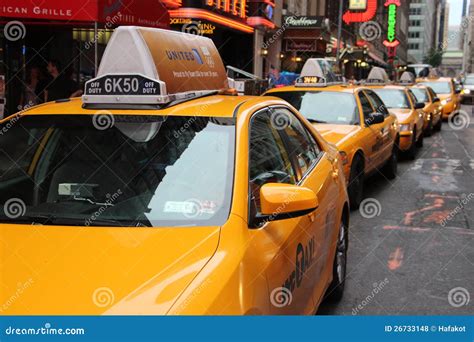 Row Of Yellow Taxi Cabs Editorial Stock Photo Image 26733148