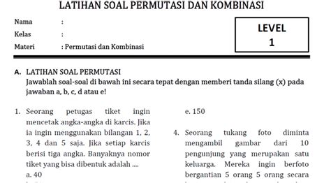 Contoh Soal Permutasi Dan Kombinasi Bimbel Brilian