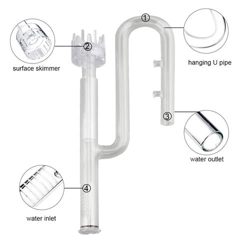 Entretien aquarium Tuyau d entrée en verre Transparent avec écumeur de