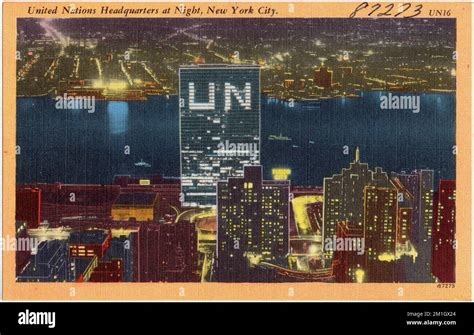 United Nations headquarters at night, New York City , Cities & towns ...