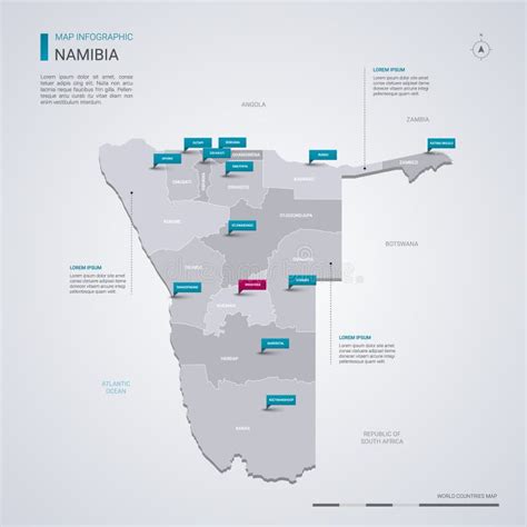 Mapa Del Vector De Namibia Con Los Elementos Infographic Marcas Del