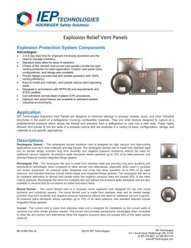 Explosion Relief Vent Panels Iep Technologies Pdf Catalogs