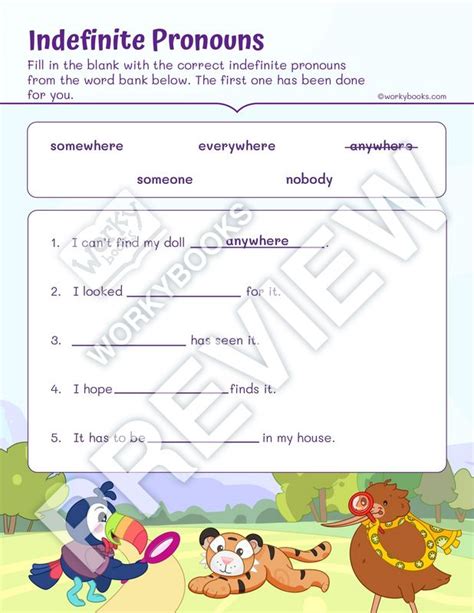 Indefinite Pronoun Worksheet