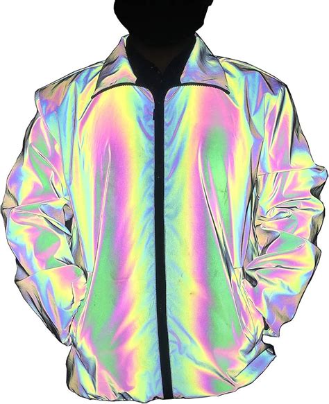 NEWLOPO Rainbow Reflective Jacket Coat For Women And Men Amazon Co Uk