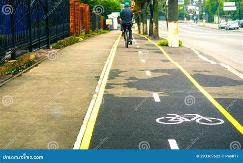 Bike Lane Bicycle Symbol Stock Photo Image Of Street 293369622