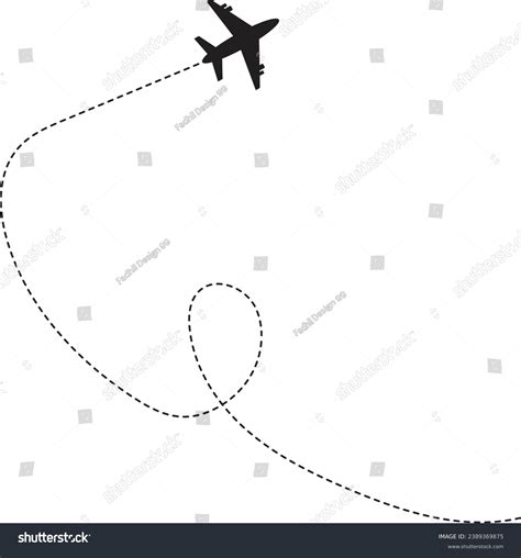 Airplane Travel Path Silhouette White Background Stock Vector (Royalty ...