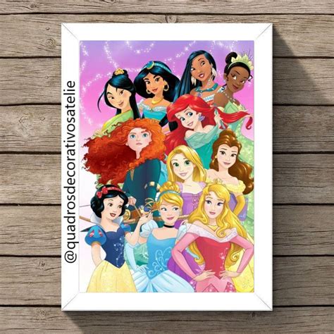 Quadro Decorativo Princesas Disney Moldura E Vidro Shopee Brasil