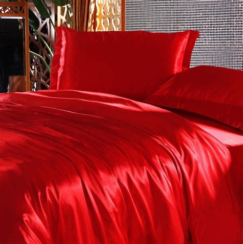 Glamorous Satin Sheets For The Bedrooms Red Bedding Bed Linens