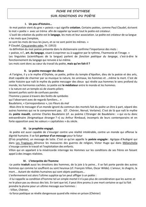 PDF FICHE DE SYNTHESE SUR FONCTIONS DU POÈTE DOKUMEN TIPS