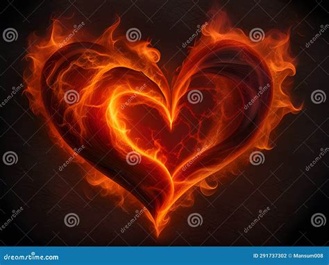 Fire Heart On Black Background Stock Illustration Illustration Of Valentine Love 291737302