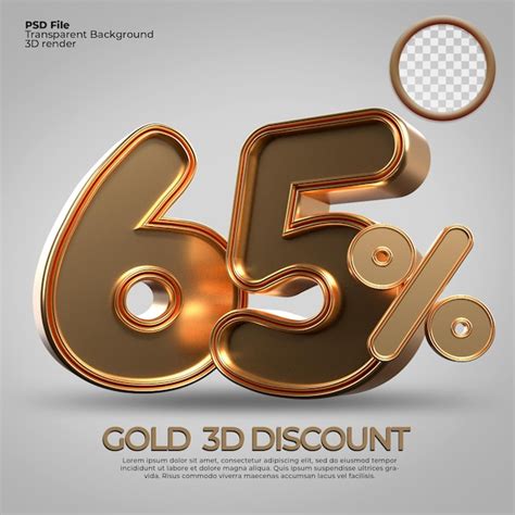 Premium Psd 3d Render Number 65 Percentage Gold Style