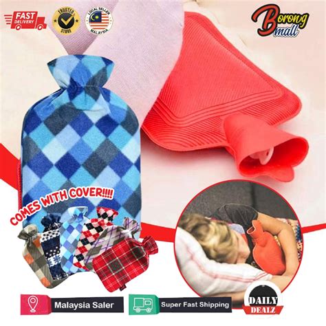 Rubber Hot Water Bag With Cloth Cover Tight Screw Stopper Heating Pad Warm Bottle Pain Relief