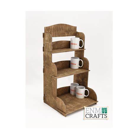 Wooden Retail Displays Mugs Display Stand 3 Tier Wooden Countertop