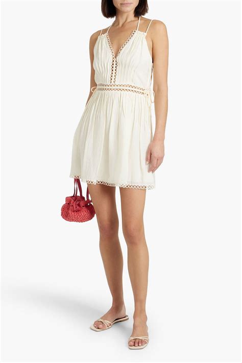 Simkhai Trista Crochet Trimmed Gauze Halterneck Mini Dress The Outnet