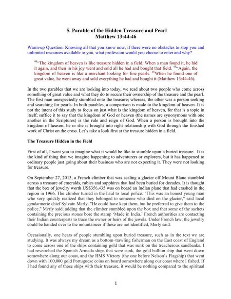 Pdf Parable Of The Hidden Treasure And Pearl Matthew