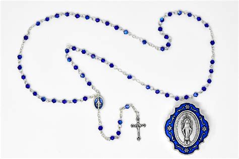 Catholic Gift Shop Ltd Blue Miraculous Crystal Rosary With A