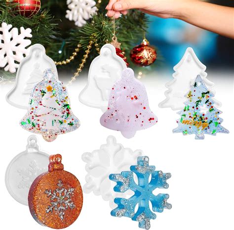 Navidad Moldes Resina 5PCS DIY Silicona Epoxi Moldes árbol de Navidad