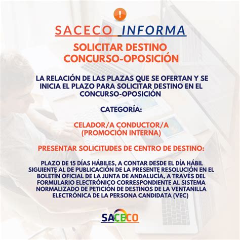 SOLICITUDES DE DESTINO CELADOR CONDUCTOR Y TCAE PI SACECO