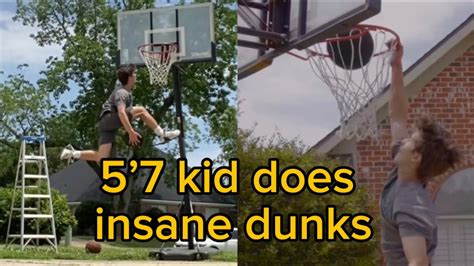 57 Kid Does Insane Dunks On 9ft 2 Dunk Sessions YouTube