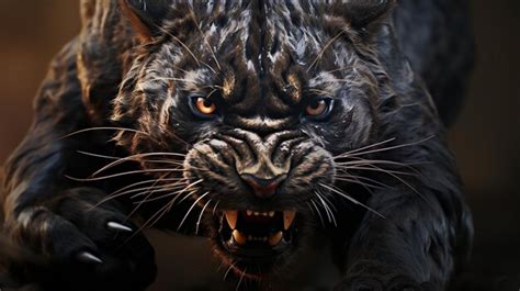 Premium Ai Image Snarling Jaguar Hd K Wallpaper Stock Photographic Image