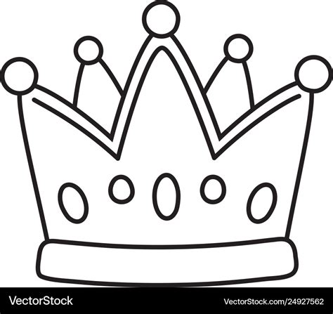 Crown icon cartoon black and white Royalty Free Vector Image