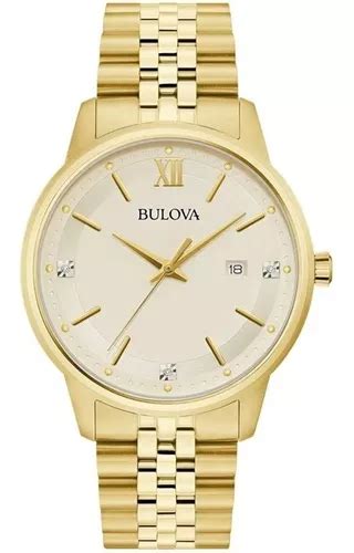 Reloj Bulova Hombre Acero Inoxidable Dorado Fechador Meses Sin Inter S