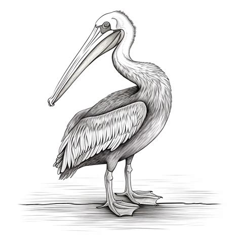 Premium Ai Image A Drawing Of A Pelican Standing On A Beach Generative Ai