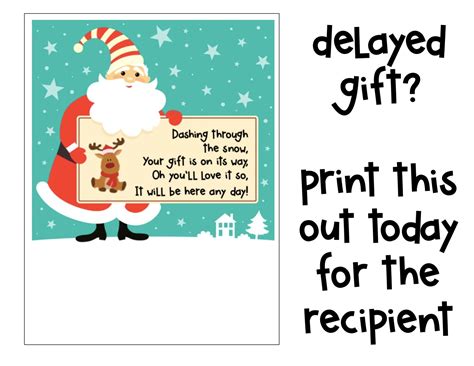 Christmas Present Is Delayed Card Your Gift Is On Its Way Etsy