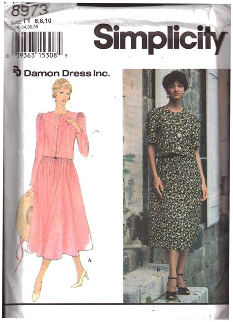 Simplicity 8973 Two Piece Dress Size H 6 8 10 Uncut Sewing Pattern