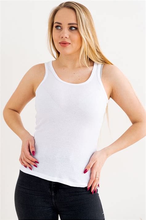 Однотонная женская майка 6641411 белый купить оптом в HappyWear.ru