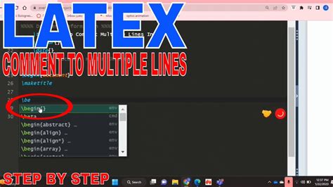 How To Comment Multiple Lines In Latex Youtube