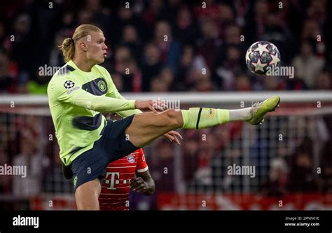 Munic Germany 19th Apr 2023 Erling Haaland City Dayot Upamecano Muenchen Fc Bayern