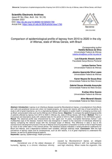 Pdf Comparison Of Epidemiological Profile Of Leprosy From To