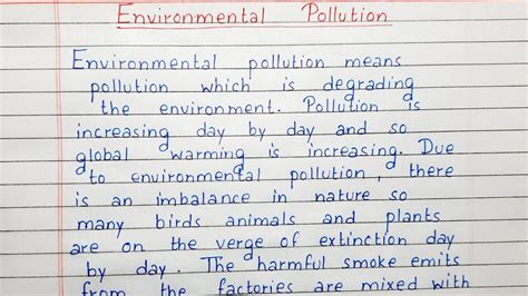 Write A Short Essay On Environmental Pollution Essay Writing