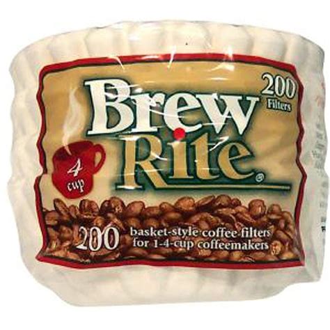 Brew Rite 4 Cup Coffee Basket Disposable Paper Filters 200 count (White