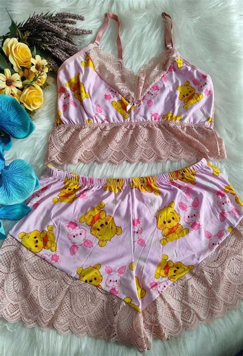 Pijama Sued Renda D Ursinho Pooh Imp Rio Lingerie
