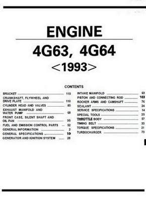 Mitsubishi 4G63-64manuals, engine specs, bolt torques