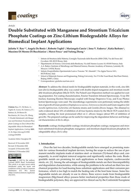 Pdf Double Substituted With Manganese And Strontium Tricalcium